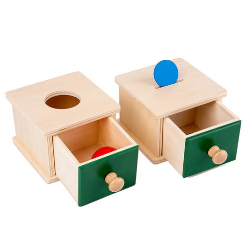 Montessori teaching aids wooden drawer box kindergarten textile drum press ball table science and education puzzle Montelisso early education toys