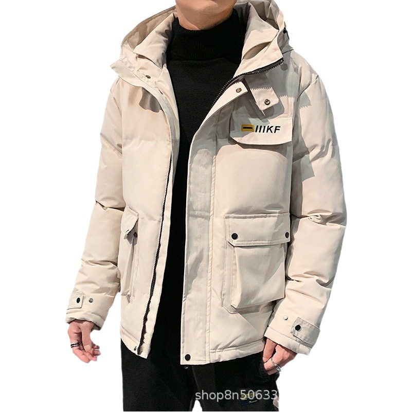 Invierno nuevos hombres de la moda casual con capucha de algodón acolchado abrigo cálido a prueba de viento de algodón-acolchado abrigo de moda negro de los hombres de moda más tamaño