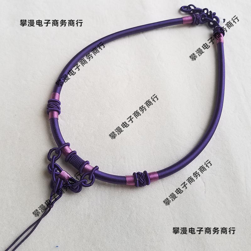 手编绳DIY黑项圈玉佩挂项链结吊坠男女编织简约时尚|undefined