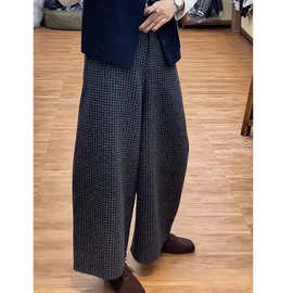 日系ins慵懒风毛呢加厚镰刀裤2025冬季适合胖mm的遮胯藏肉弯刀裤