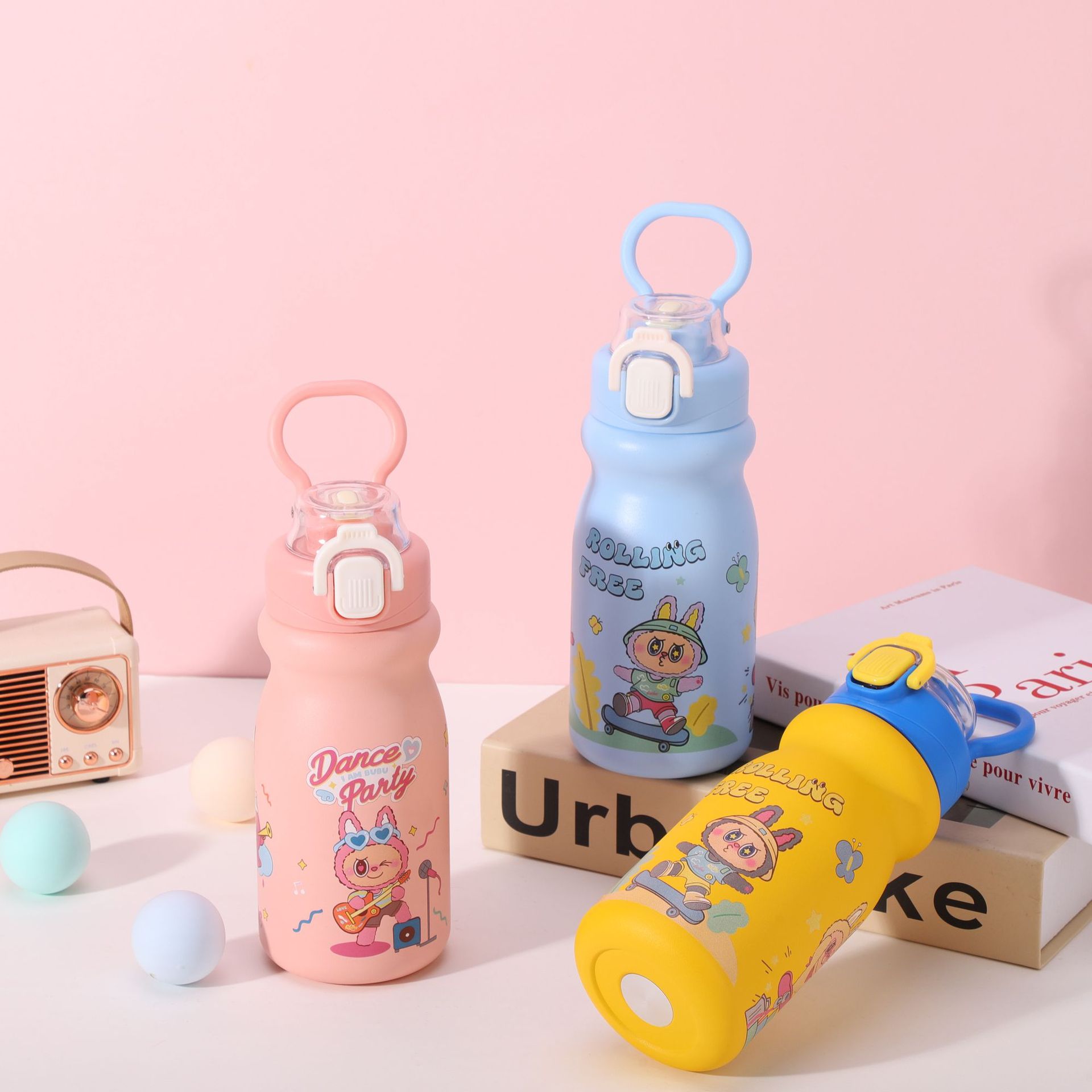Outdoor Portable Handheld Straw Household Cartoon Cute Student Flip Lid Water 316 Stainless Steel Top Quality Insulated Cup_voghion.com