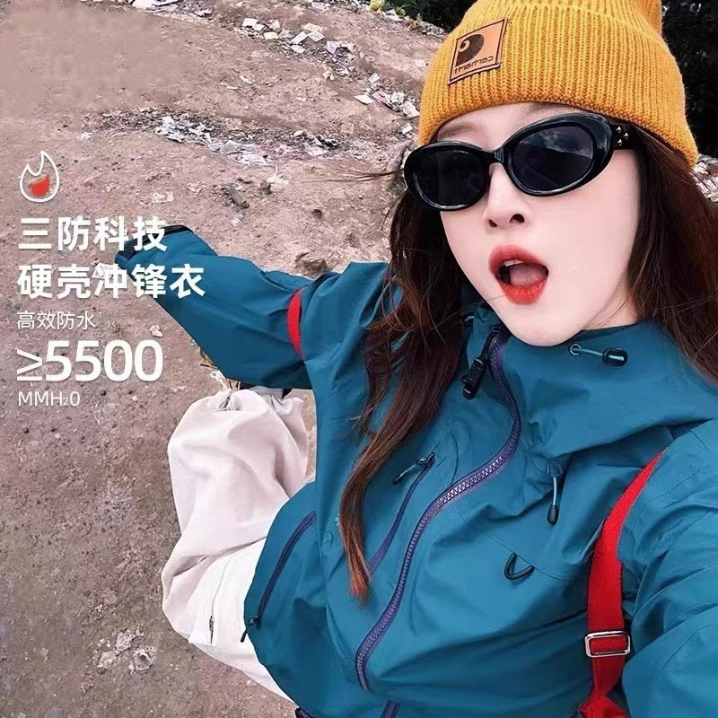 户外机能冲锋衣女秋冬户外三合一进藏旅行登山服防风防水情侣夹克|undefined