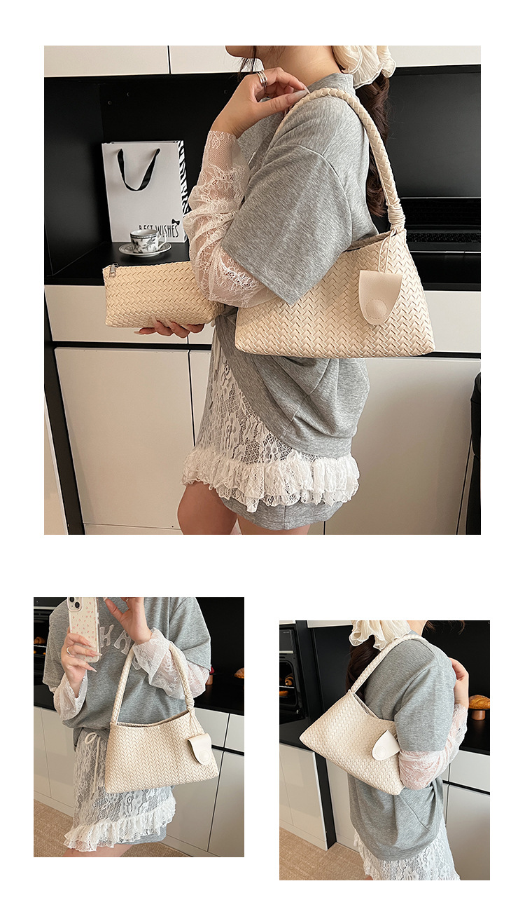 Woven Pattern Large Capacity Tote Bag For Women Stylish Shoulder Bag_voghion.com