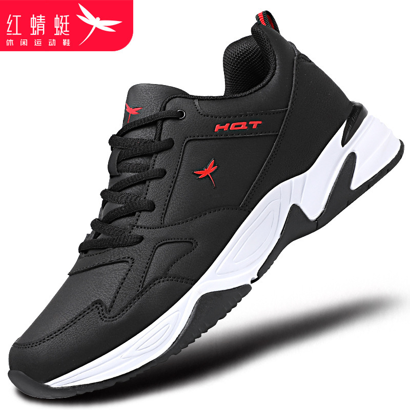 Red Dragonfly Men's Shoes Spring 2026 Sports Casual Shoes Men's Brand Thick-Soled Height-Increasing Dad Shoes Leather Surface Trendy Style