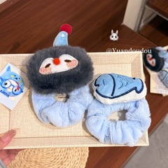 创意企鹅小鱼肠圈可爱萌趣毛绒卡通头饰少女拍照发卡搞怪ins