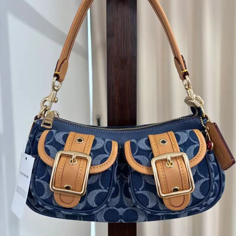 Koujia 2025 New Women's Bag Ashton Retro Underarm Bag Vintage Baguette Motorcycle Bag Shoulder Crossbody Mahjong Bag
