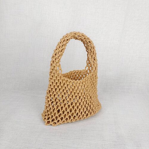 Cross-border straw woven bag cotton rope women's bag handmade woven bag handbag  Korean new style lazy style fishnet bag
