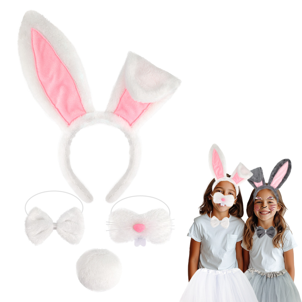 Nueva venta caliente Pascua orejas de conejo diadema traje de decoración de fiesta otoño e invierno peluche lindo diadema de conejo
