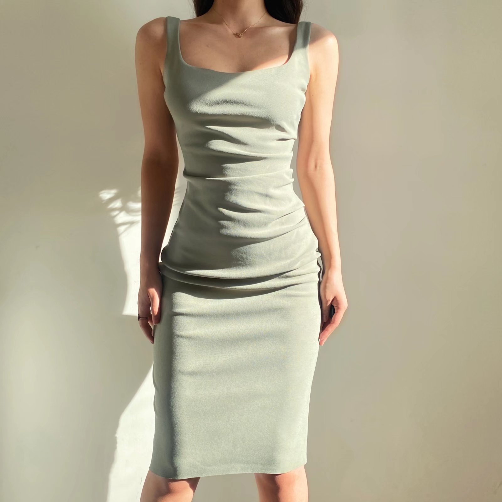 square-collar-solid-color-tank-dress-sleeveless-elegant-casual-dresses-summer-women-clothing square-collar-solid-color-tank-dress-sleeveless-elegant-casual-dresses-summer-women-clothing