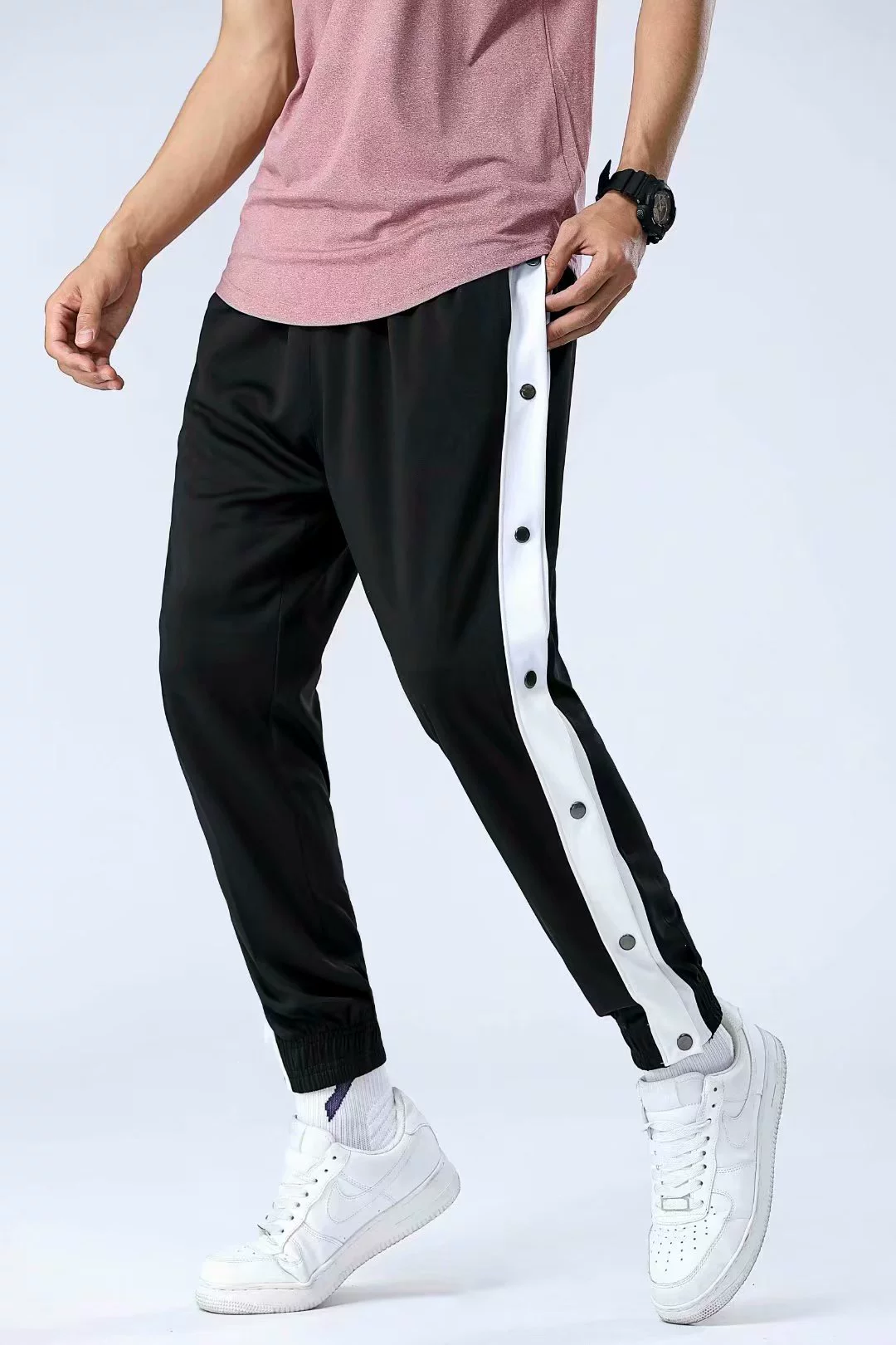 Спортивные брюки с грудью, мужские баскетбольные штаны, обычные брюки, полностью Открытые брюки с завязками на щиколотке