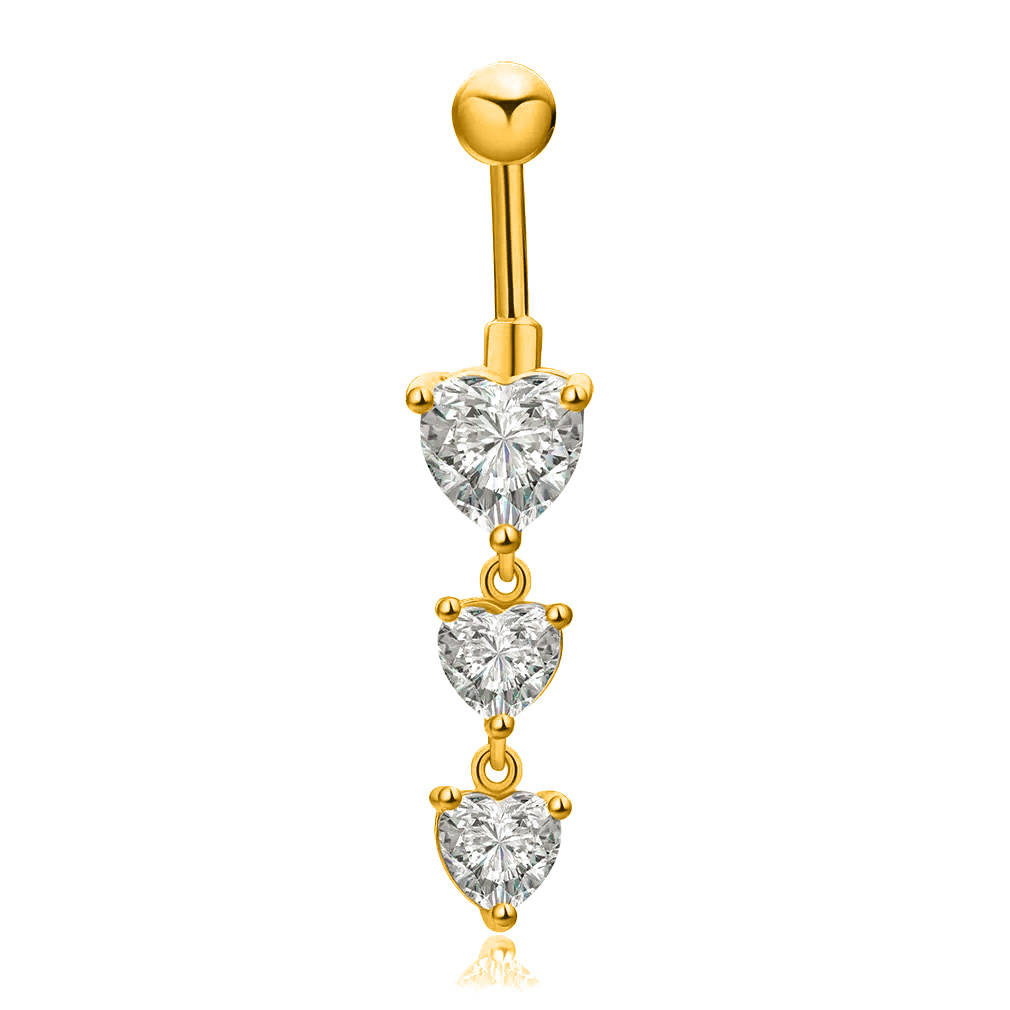 Heart-shaped Zirconia Belly Button Ring In Copper Piercing Jewellery_voghion.com