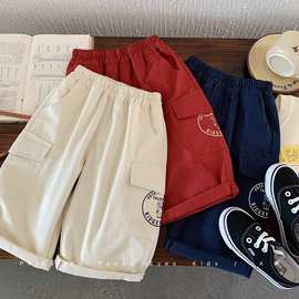 bora波拉童装男童裤子春秋款2025儿童秋季男孩痞帅阔腿休闲工装裤