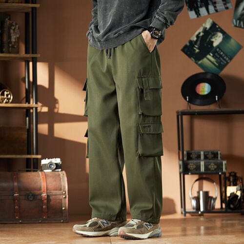 Work pants for men's spring and autumn new style high street ins trendy brand loose casual pants for men's fashion multi-pocket straight trousers