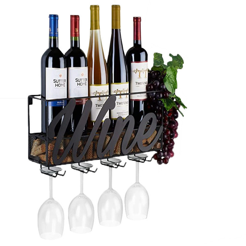 letter Wine cup Wall mounted Wine glass holder suspension Iron art Wine Goblet bar decorate Wine Cup holder
