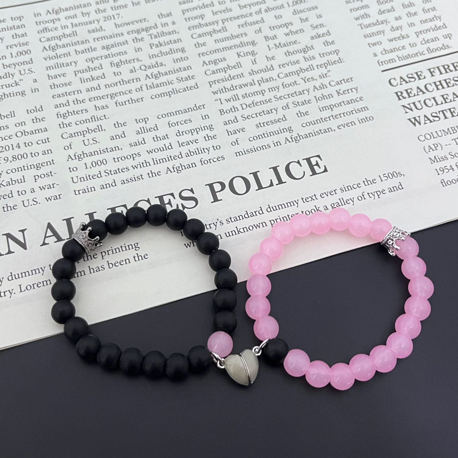 Amazon ウィッシュ ホットセール クラウン ダイヤモンド メンズ レディース ブレスレット ブラック フロスト ホワイト ターコイズ カップル セット ブレスレット