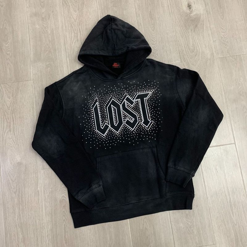 Lost intricacy Hoodies 镶钻洗水破洞休闲拉链连帽卫衣长裤套装|undefined