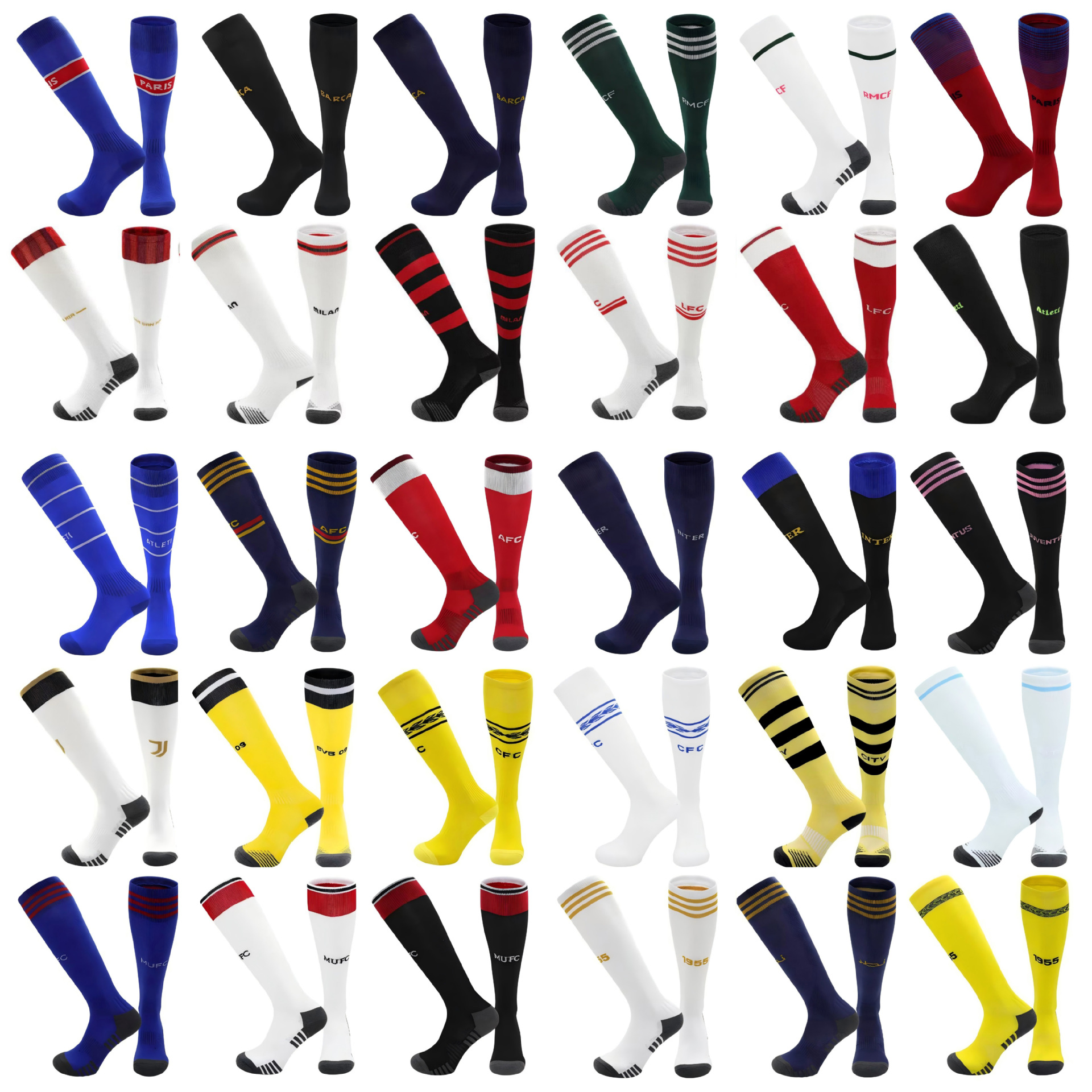 2627 Club Adult and Children's Towel Bottom Football Socks, Long Socks, Real Madrid, Barcelona, Paris Home Football Socks