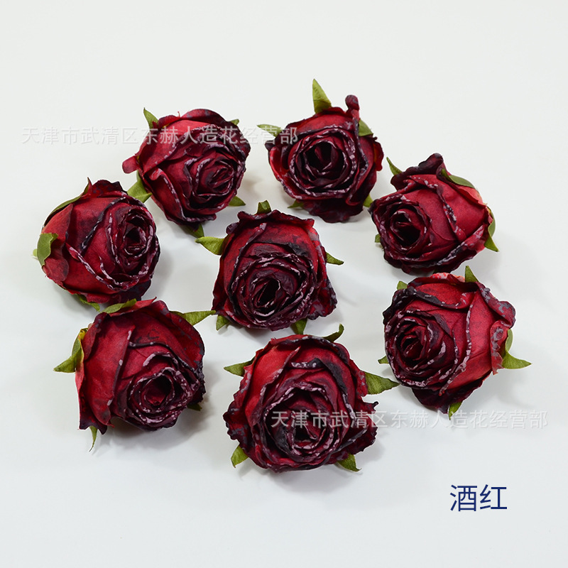 雪花バラのトランペットをシミュレートする6cm焦辺バラの花の頭の結婚式の花の壁の生け花の花嫁の手の花の束の生け花|undefined