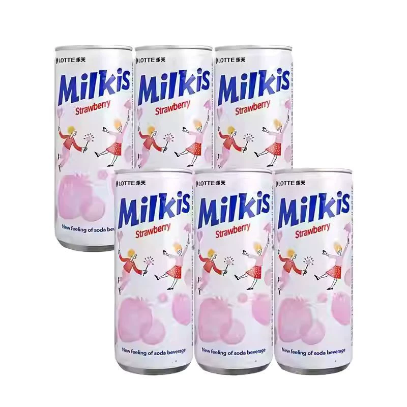 Напиток (Lotte Milkis) 250 мл, газированное молочное газированное напиток с манго, клубникой, виноградом