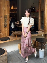 西遇新中式半身裙套装女2025年夏季新款短款盘扣衬衫上衣两件套