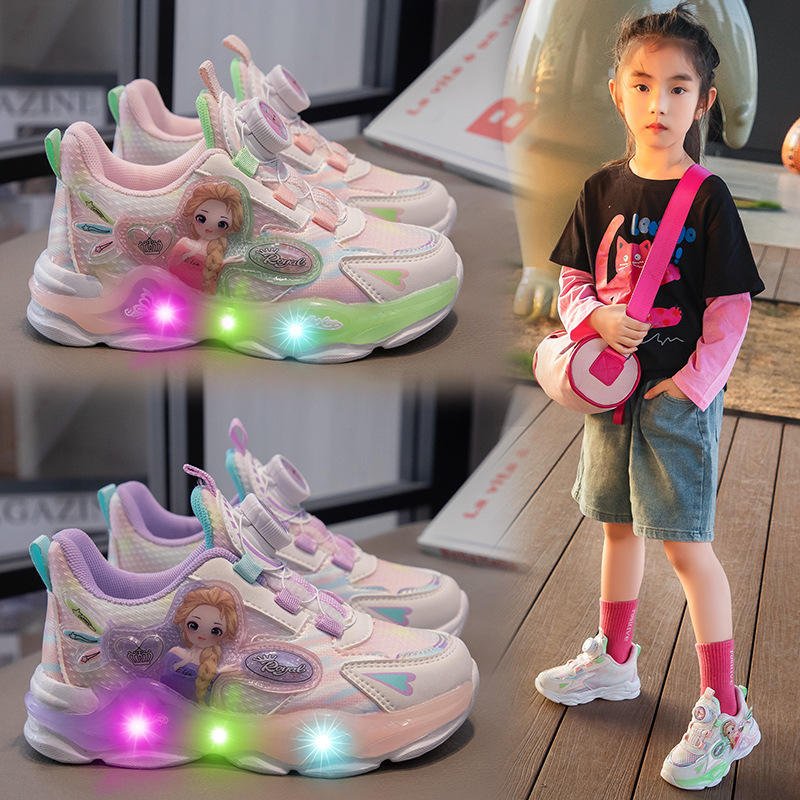 Girls Light Shoes 2023 Autumn New Breath...