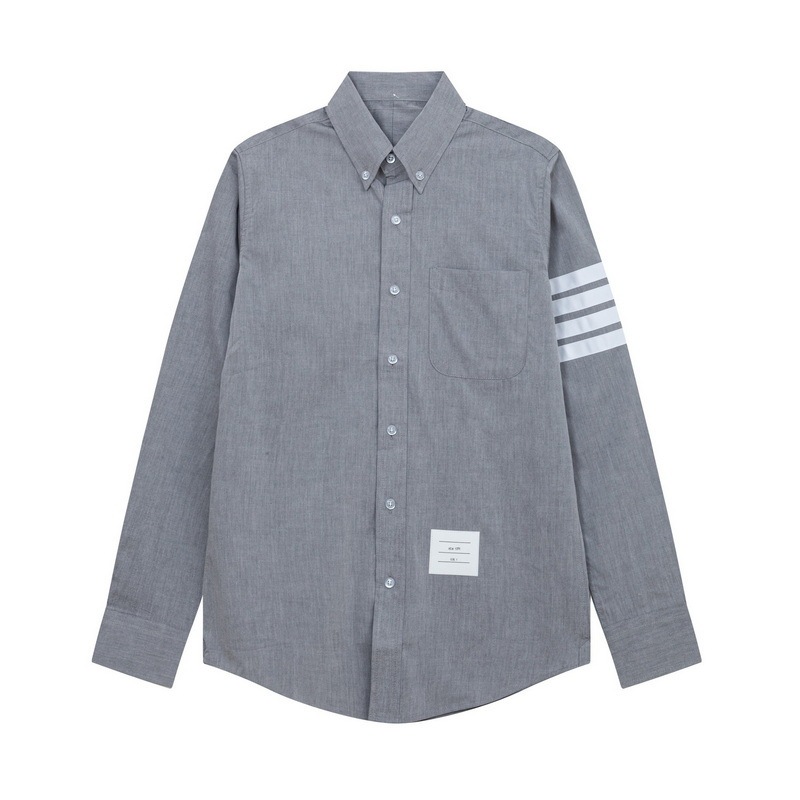 TB JL Shirt Trendy Brand Basic New Thin Single Sleeve Four Bar Ribbon Poplin Cardigan Long Sleeve Casual Summer