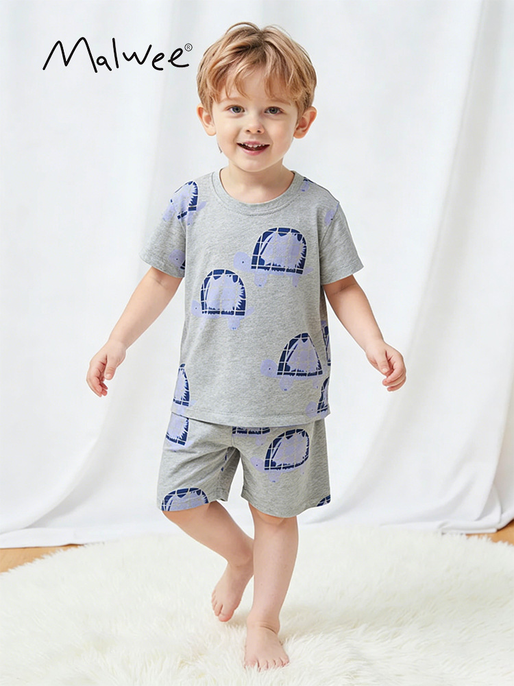 Malwee transfronterizo niño trajes de verano nuevos niños europeos y estadounidenses ropa de casa pijamas chico guapo dos piezas