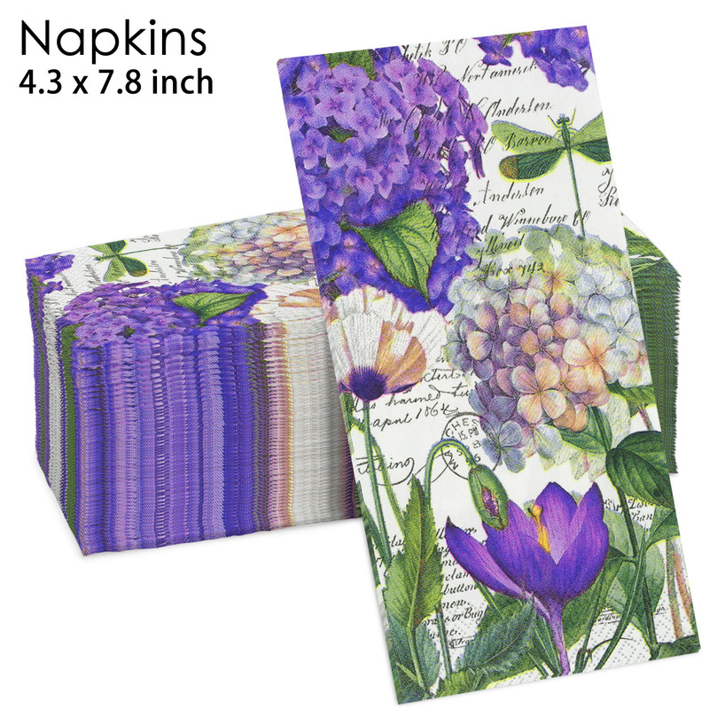 Jiuyi New Product in Stock Spring & Fall Flower Party English Bottom Tight Hydrangea Disposable Long Napkin