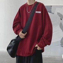 美式复古t恤长袖男高级感重磅卫衣春秋款2023新款男装打底衫批发
