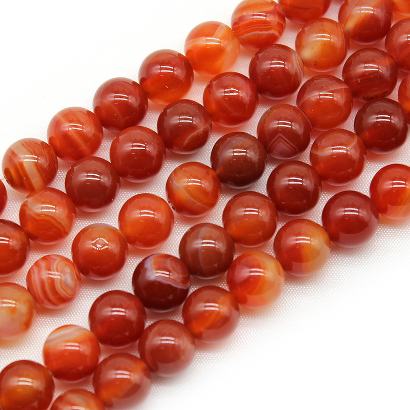 天然紅色條紋瑪瑙散珠 纏絲瑪瑙珠子散珠DIY手工飾品配件廠家直供