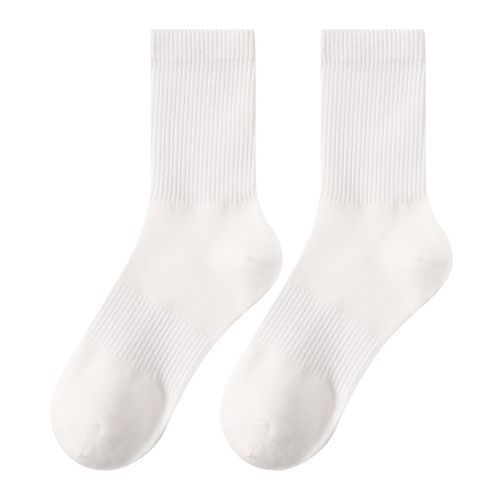 Men's Spring and Summer Plain Color Matchable Mid-Calf Cotton Sweatproof Boneless Hosiery Breathable Sports Socks Manufacturer Wholesale