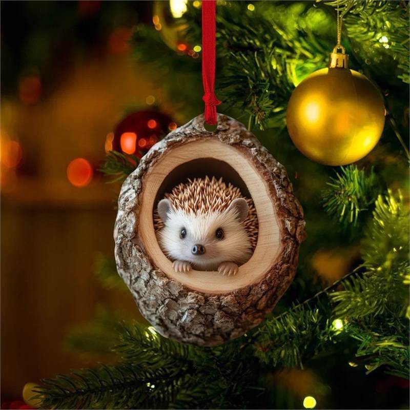 Explosiones transfronterizas mapache decoraciones de árbol de Navidad búho decoraciones acrílicas pequeños colgantes planos listados