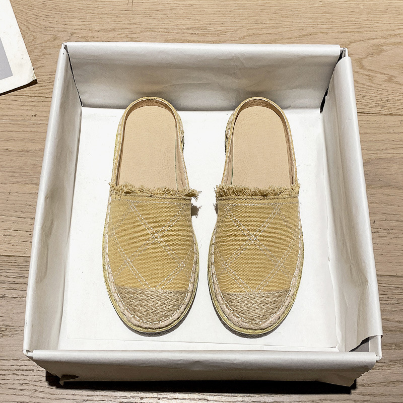 Zapatos de pescador xiaoxiangfeng 2023 primavera y verano nuevos Baotou medio zapatillas mujeres perezosas zapatos Mueller suelas gruesas un pie para pedalear le Fu