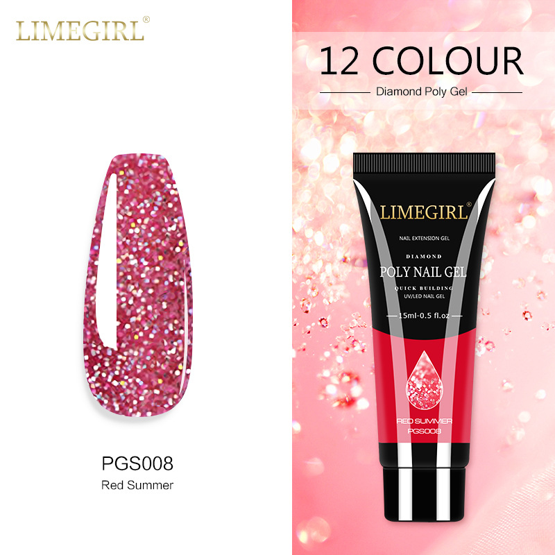 12 colores pegamento de extensión de brillo de uñas pegamento de extensión de lentejuelas de uñas pegamento de extensión rápida indolora Glitter pegamento de extensión de cristal