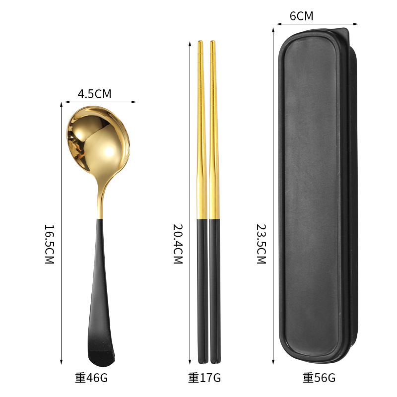 304 인터넷 연예인 스푼 2종 세트 골드와 블랙