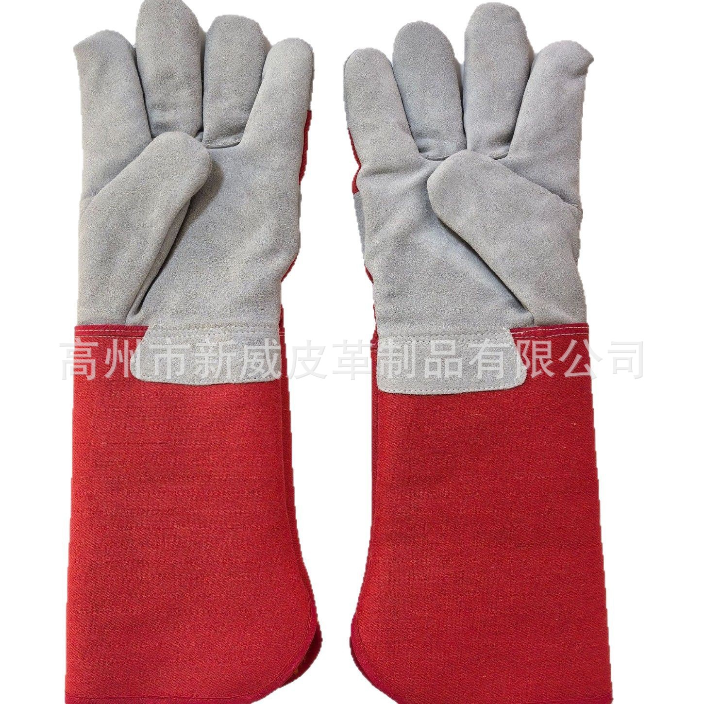 红色斜纹布加大袖全掌耐高温手套防护手套供应