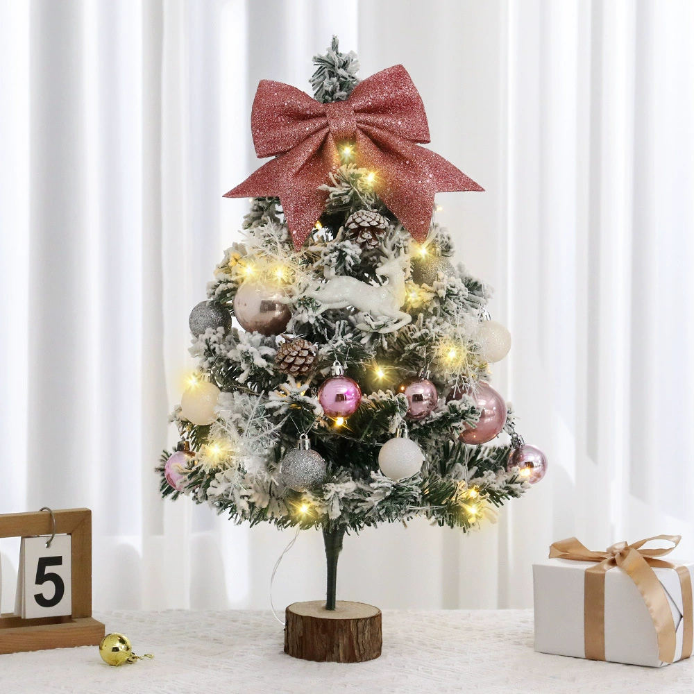 Christmas tree mini flocked 60 cm, falling snow effect, tabletop ornament