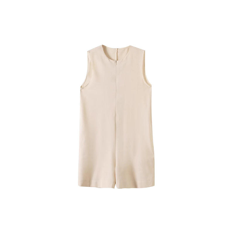 Autumn New Women's Fashion Elegant Commuter Style Round Neck Sleeveless Jumpsuit Slimming Wide-Leg Shorts