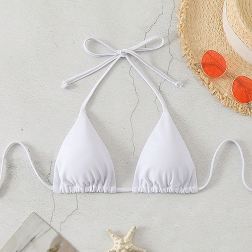 2025 European and American Style Strappy Halterneck Bikini for Beach & Spa — Women's Top-Only Swimsuit