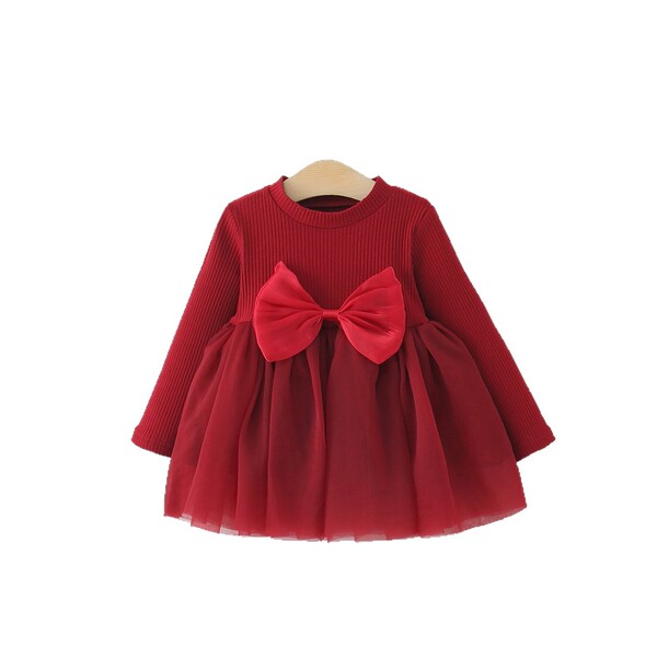 Children's red autumn demi-season small princess costume