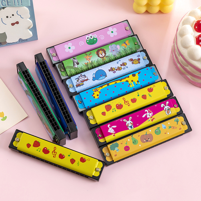 Children's harmonica toy iron double row blowable harmonica kindergarten class gift primary school student prize toy wholesale