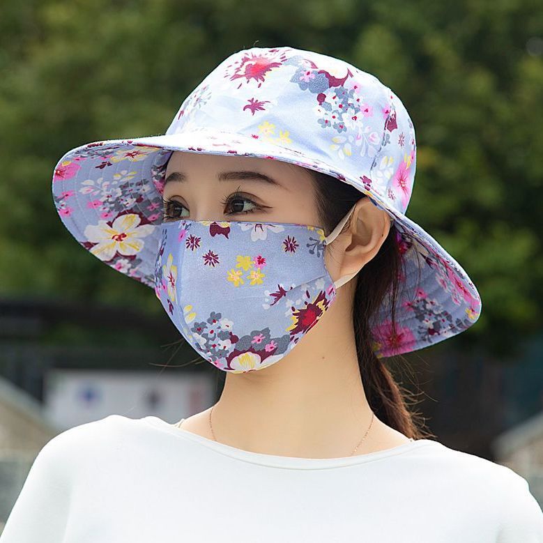 Nuevo sombrero de sombrero de sol para mujeres de verano toda la cara tipo sombrero de protección solar que cubre la cara anti-UV sombrero de trabajo seco sombrero de té sombrero de sol