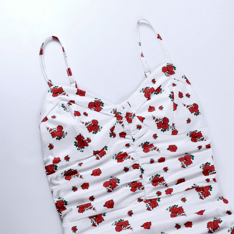 sexy print bag hip drawstring halter back dress NSXE39191