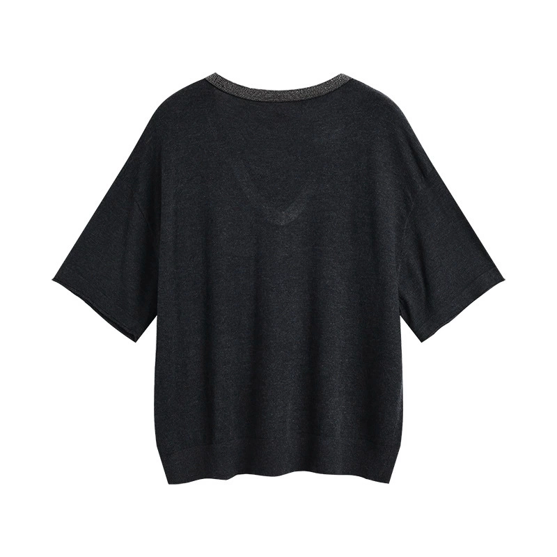 Comfortable knitted summer sweater, V-neckline, high-quality style