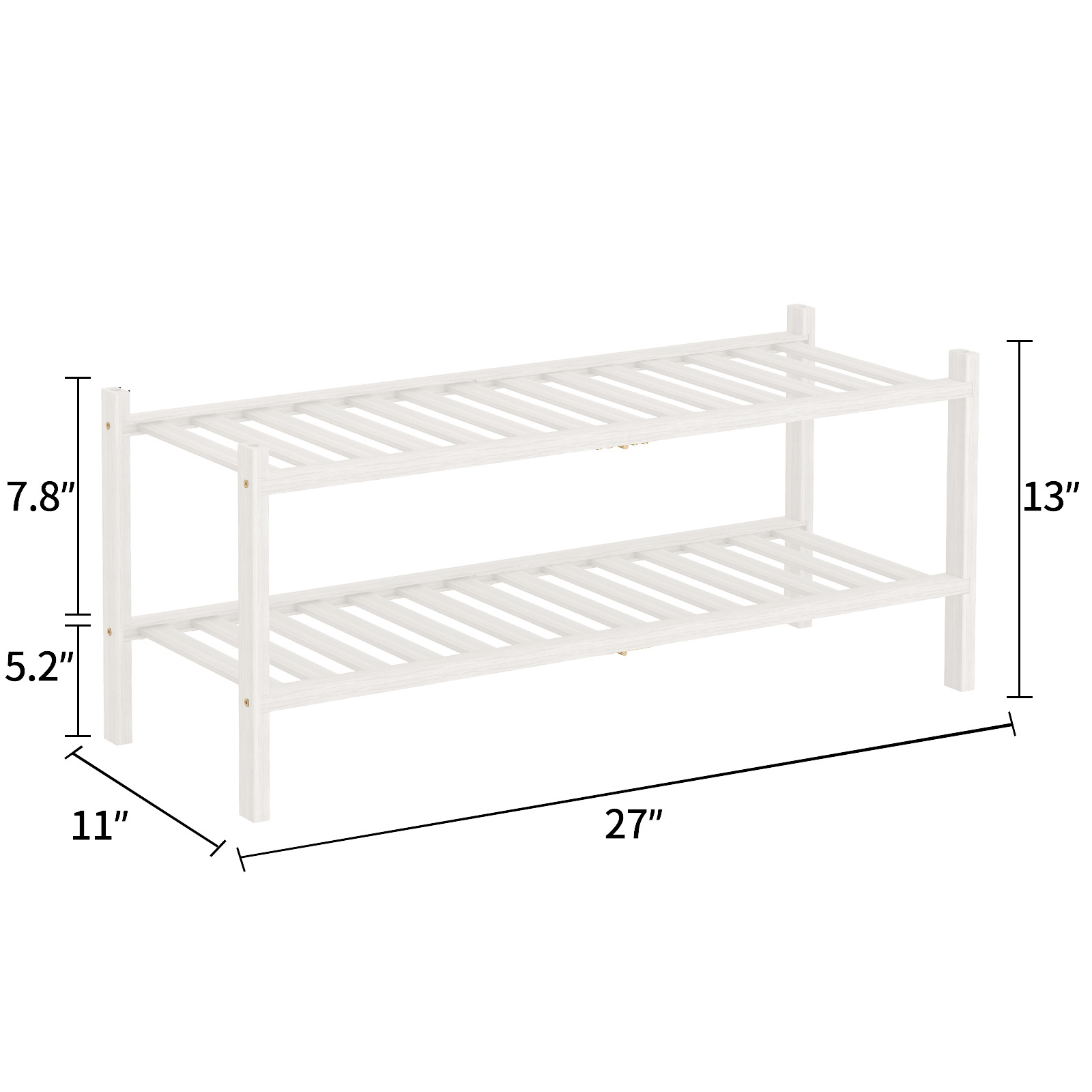 Zapatero plegable de bambú apilable, estante de almacenamiento multicapa para el hogar, ahorrador de espacio, éxito de ventas transfronterizo.