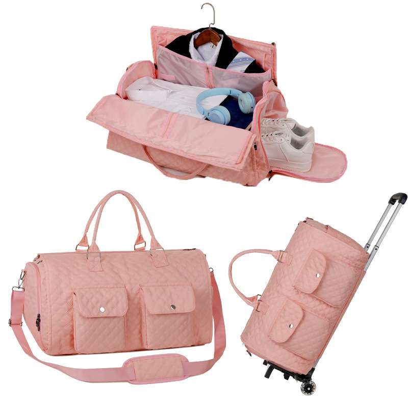 Cross-Border Design Travel Bag with Shoe Compartment, Coat Storage Bag, Luggage Bag with Pull Rod, Portable Business Trip Bag for Men and Women