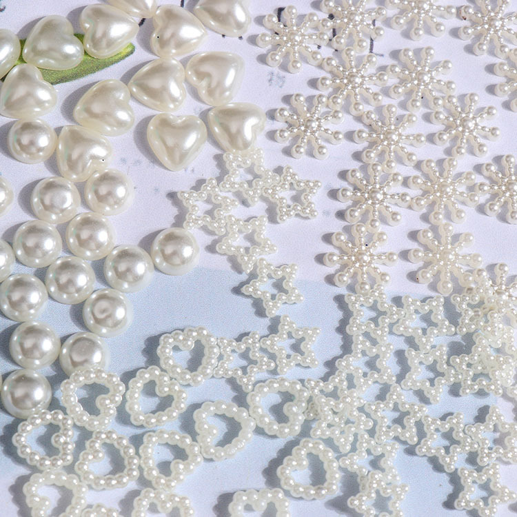 ABS仿珍珠平底半面异形珍珠 爱心 雪花 diy手机美容 圣诞装饰材料