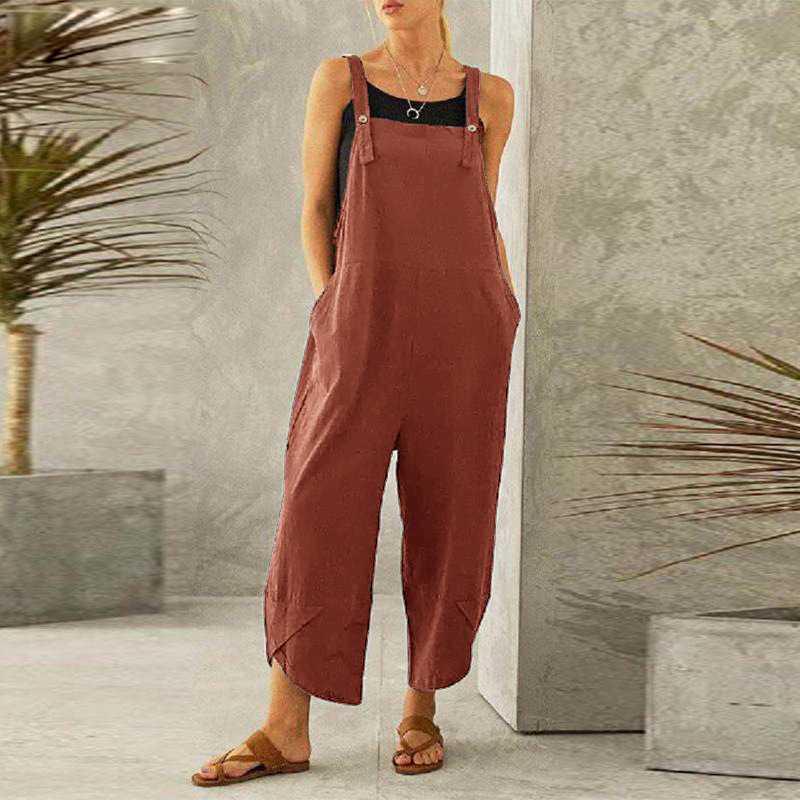 Women's Daily Casual Solid Color Ankle-length Patchwork Overalls display picture 7