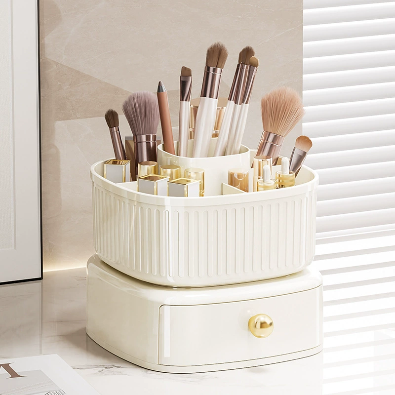 Rotating Cosmetic Organizer, 360° Rotating Storage Box, Multi-Compartment Drawer, Light Luxury
