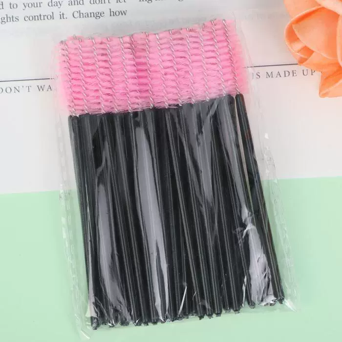 Eyelash Spoolie Brushes, Disposable Lash Brushes, Assorted Colors, Pack (50 pcs)